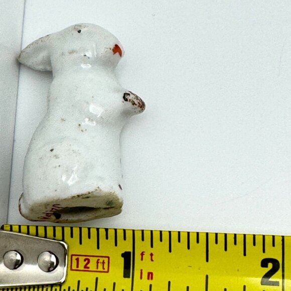 Vintage 1.5" Porcelain Bunny Rabbit Figurine Made In Japan White Brown Speckled - Picture 4 of 9
